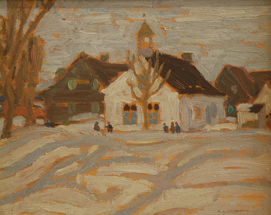 Artist: A.Y. Jackson Painting: The School House, Cacouna, 1921