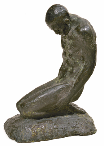 Aritst: Joe Rosenthal Bronze Sculpture: Kneeling Man, 1965