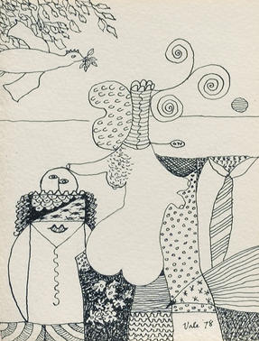 Artist: Florence Vale Ink Drawing: Metamorphic Afternoon 1978