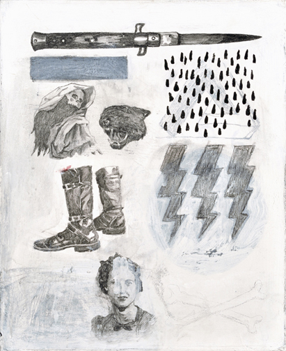 Artist: Alain Bonder Painting: Collection (Bottes 2)