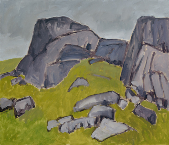 Artist: Barry Hodgson Painting: Meadows, Upper Island Cove, Conception Bay 2015