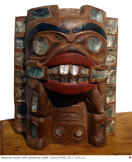 E.B. Cox - Beaver mask with abalone shell (c. 1945)