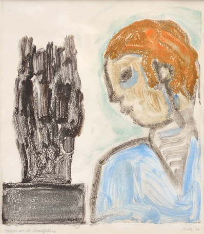 Artist: Florence Vale Painting: The Iron Head (Man & Sculpture)