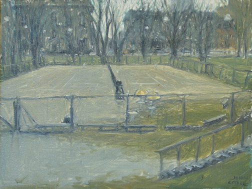 Artist: John Little Painting: McGill Campus Tennis Courts, 1974