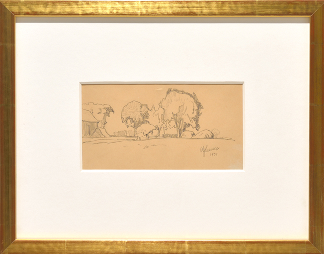Artist: A.J. Casson Graphite Drawing: Landscape Sketch, 1971