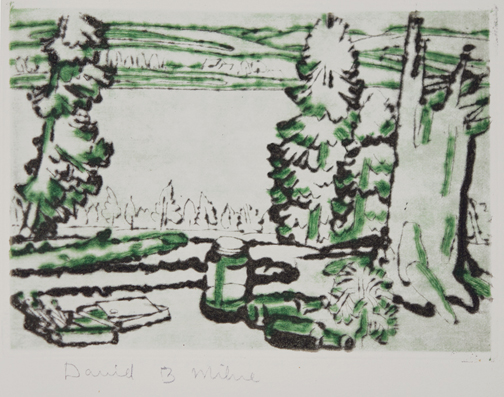 Artist: David Milne Drypoint Etching: Painting Place (Colophon), 1930-31