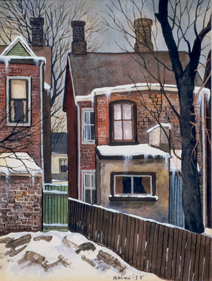 Artist: John Kasyn Watercolour Painting: Behind Borden St., 1975