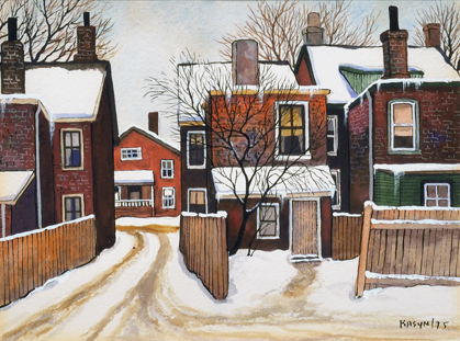 Artist: John Kasyn Watercolour Painting: View of Salisbury St., 1975