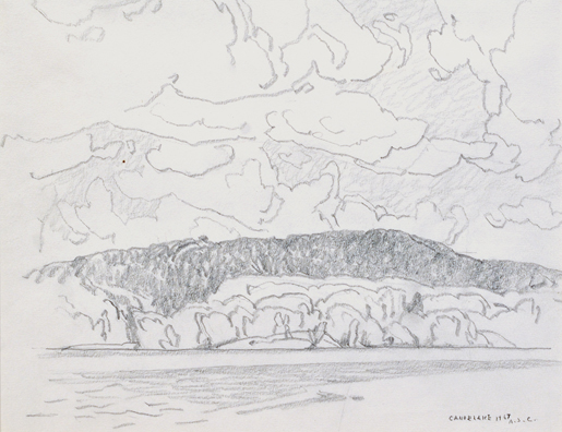 Artist: AJ Casson Graphite Drawing: Canoe Lake, 1967