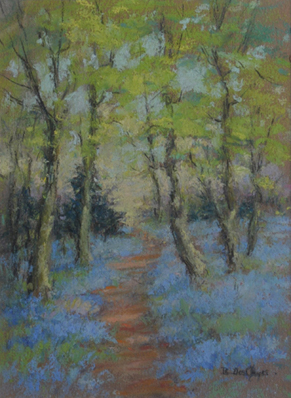 Artist: Berthe Des Clayes Pastel: Forest Interior Landscape