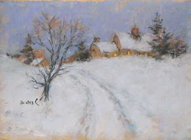 Artist: Berthe Des Clayes Pastel: Forest Interior Landscape