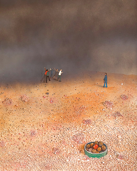 Artist: William Kurelek Painting: Bad Companions (Temptations in the Desert Series), 1975