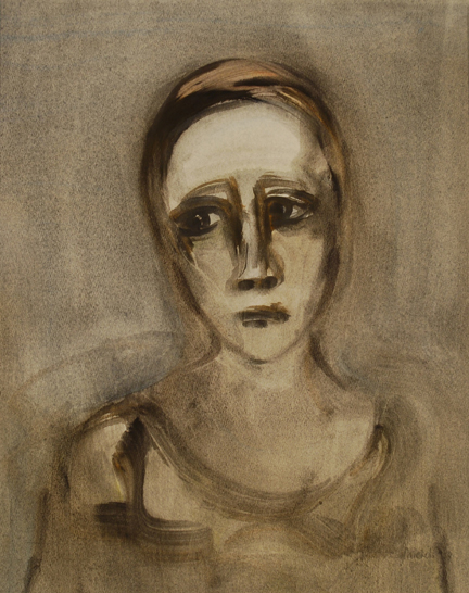Artist: Jack Nichols Mixed Media Drawing: Sombre Clown, 1959