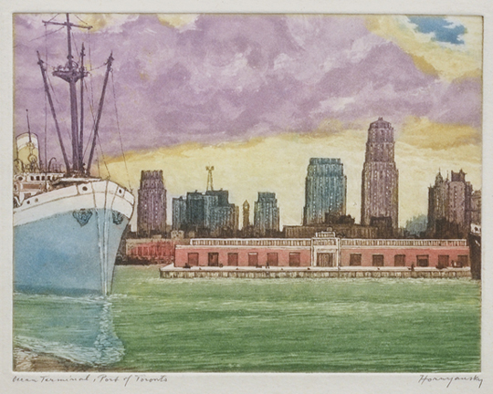 Artist: Nicholas Hornyansky Aquatint Etching: Ocean Terminal
