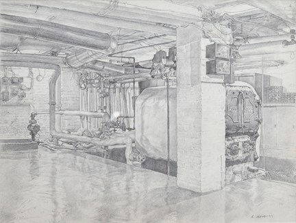 Artist: David Michael Scott Ink Drawing: Study for Portrait of the Artist's Grandmother's Furnace